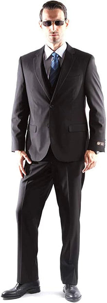 Caravelli Men's Super 150's Poly Viscose Two-Piece Black Suit