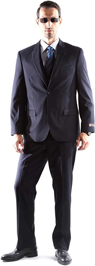 Caravelli Super 150's Navy Slim Fit Suit - Poly/Viscose Wool Feel - Image 3