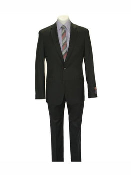 Carlo Lusso Men's 2 button fully lined slim fit Black suit