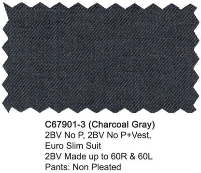 Carlo Lusso Suit Charcoal Gray Modern Fit