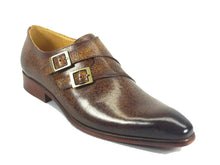 Carrucci Double Monk Strap Loafer in Cognac & Navy