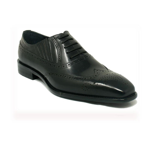 Mens Carrucci Burnished Leather Classic 1920's Wingtip Dress Shoe in Navy