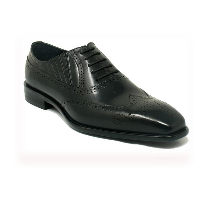 Mens Carrucci Burnished Leather Classic 1920's Wingtip Dress Shoe in Navy