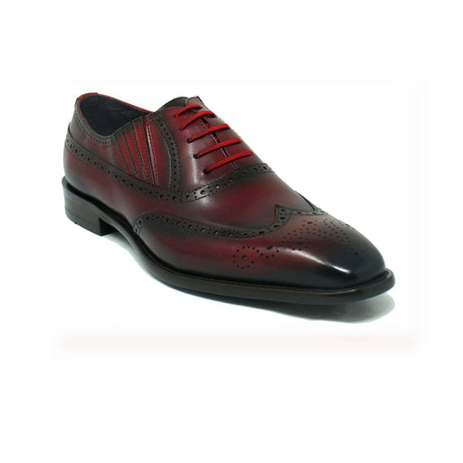 Mens Carrucci Burnished Leather Classic 1920's Wingtip Dress Shoe in White