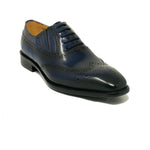 Carrucci Men's Navy Burnished Leather Wingtip Dress Shoe