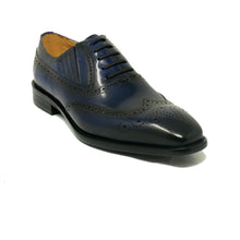 Carrucci Men's Navy Burnished Leather Wingtip Dress Shoe