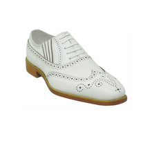 Carrucci Men's Burnished Leather 1920s Wingtip Dress Shoe - White