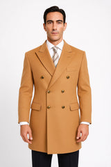 Cashmere Double Breasted Long Men'S Dress Topcoat