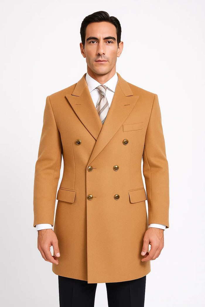 Cashmere Double Breasted Long Men'S Dress Topcoat