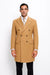 Men'S Dress Coat 36 Inch Cashmere Double Breasted Long Men'S Dress Topcoat - Winter Coat Designer Men'S Peacoat Sale Overcoat Wide Peak Lapel 6 Buttons Camel