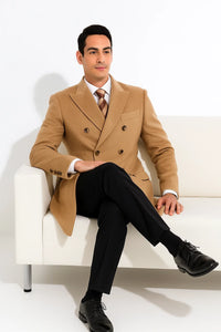 Cashmere Double Breasted Long Men'S Dress Topcoat