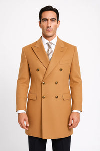 Cashmere Double Breasted Long Men'S Dress Topcoat