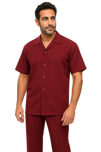 Men's Short Sleeve 2piece Casual Two Piece Mens Walking Outfit For Sale Pant Sets three piece suit - Image 2