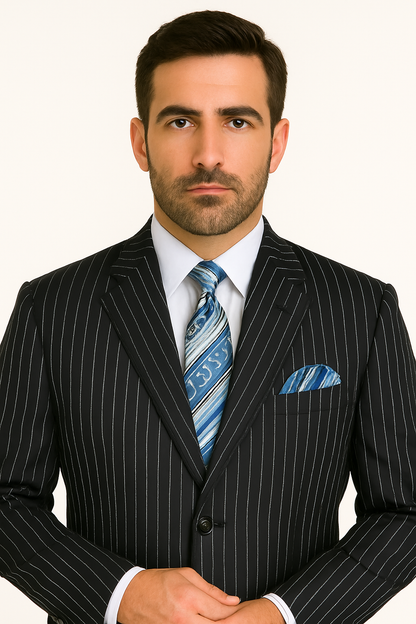 Chalk Bold Men's Sharp Bold White Pinstripe Available in 5 Color (Dress To kill!) - Image 5