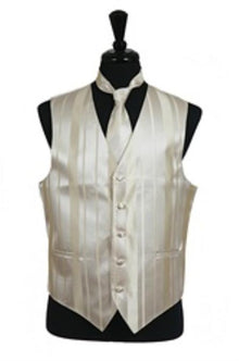Dress Tuxedo Wedding Vest/Tie/Bowtie Sets (Champagne Tone on Tone) Buy 10 of same color Tie For $25 Each - Men's Neck Ties - Mens Dress Tie - Trendy Mens Ties