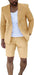 Mens Suits With Shorts - Double breasted Style Champagne With Gold Buttons