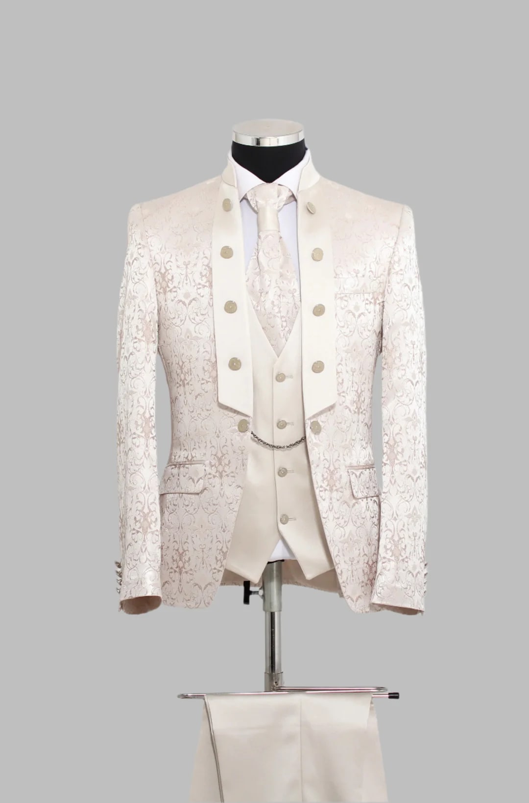 Victorian Tuxedo - Tail Coat - 1920s Regency period - Mandarin Suit in Color Champagne
