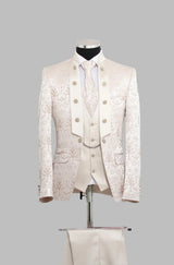 Victorian Tuxedo - Tail Coat - 1920s Regency period - Mandarin Suit in Color Champagne