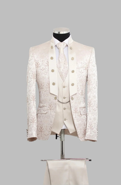 Victorian Tuxedo - Tail Coat - 1920s Regency period - Mandarin Suit in Color Champagne