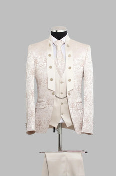 Victorian Tuxedo - Tail Coat - 1920s Regency period - Mandarin Suit in Color Champagne