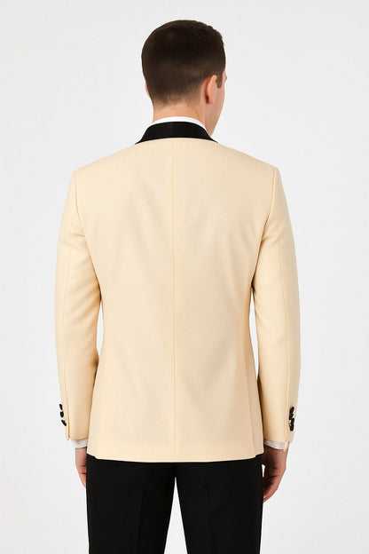 Mens Champagne Light Tan Tuxedo Jacket with Black Shawl Lapel – Classic One-Button Formal Dinner Jacket - Nude Color - Image 5