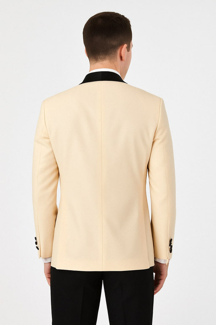 Mens Champagne Light Tan Tuxedo Jacket with Black Shawl Lapel – Classic One-Button Formal Dinner Jacket - Nude Color - Image 5