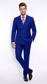 Men’s Royal Blue Double Breasted Blazer, High Quality Peak Lapel Formal Suit Jacket