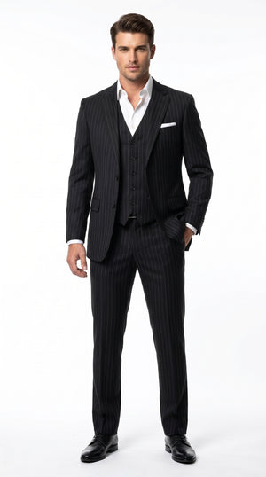 Men’s Tony Montana Black Scarface 3 Piece Suit, 1980s Gangster Movie Costume Formal Wedding Suit