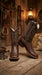 Men’s Brown Caiman Square Toe Cowboy Boots, Exotic Western Dress Boots for Rodeo and Country Wear