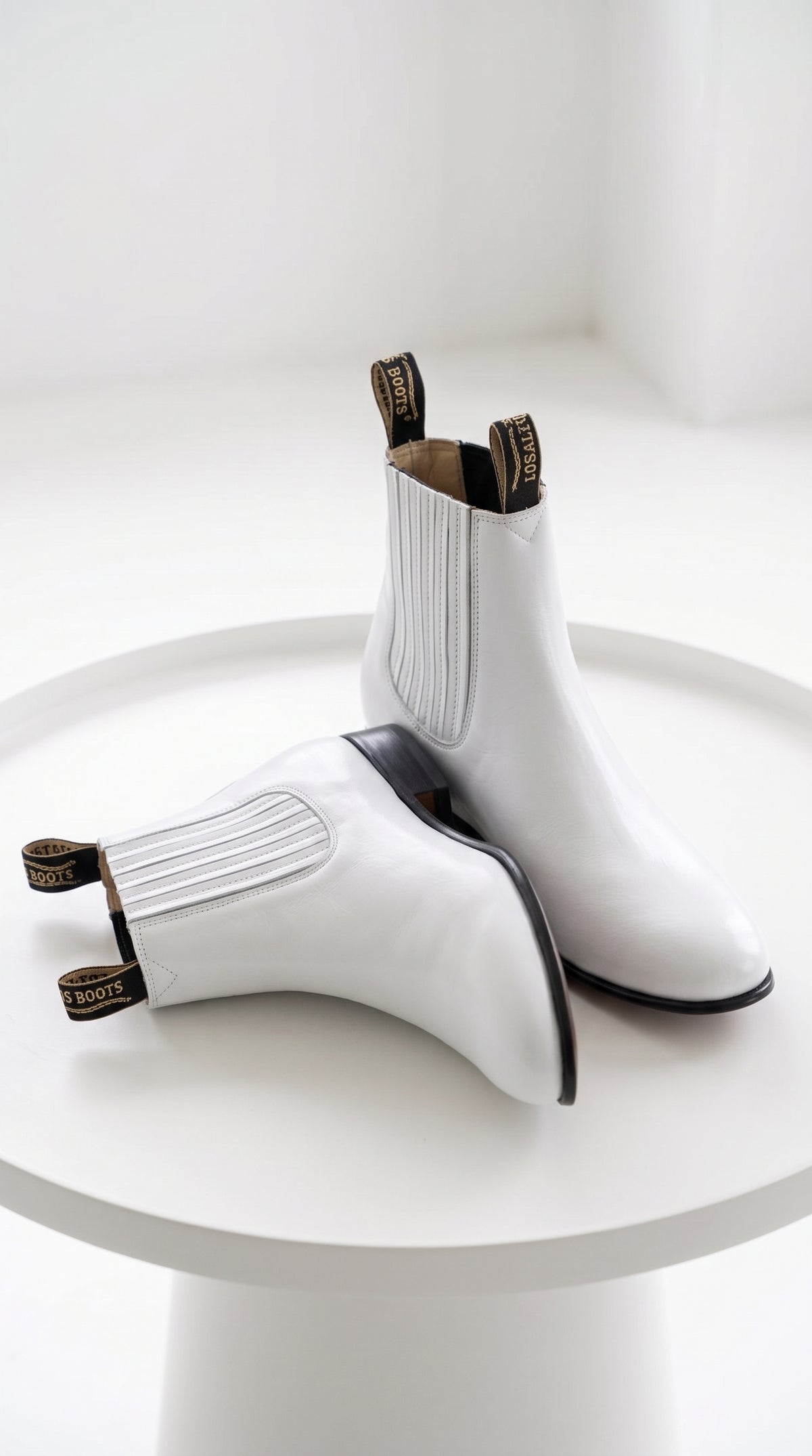 Los Altos Men’s White Deer Leather Charro Ankle Boots, Short Western Botin Boots with Square Toe