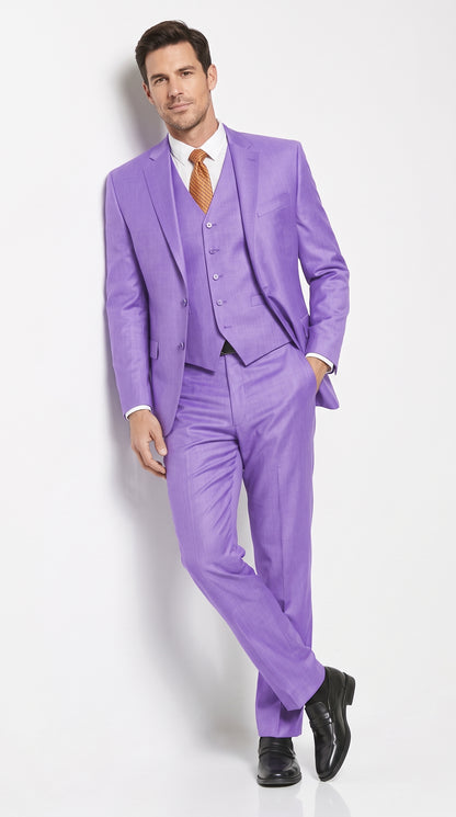 Men’s Lavender Lilac 3 Piece Suit, 2 Button Vested Formal Wedding Prom Suit