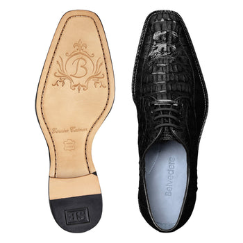 Belvedere Chapo Black Genuine Alligator Leather Loafer