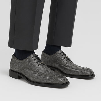 Belvedere Chapo Gray Genuine Alligator Leather Shoe