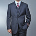 Men'S Charcoal Grey 2-Button Vested Three Piece Suit