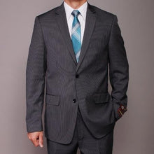 Men's Charcoal Pinstripe 2-button Slim-fit Cheap Priced Business Suits Clearance Sale