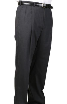 Unhemmed Unfinished Bottom Charcoal Pleated Pants Lined Trousers