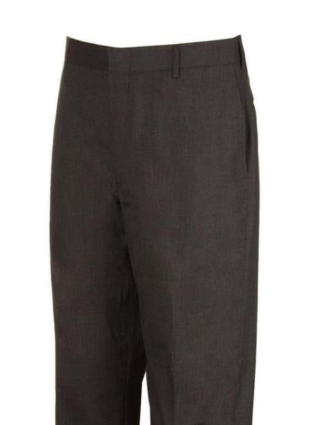 Charcoal Clothing Plain Flat Front Dress Pants