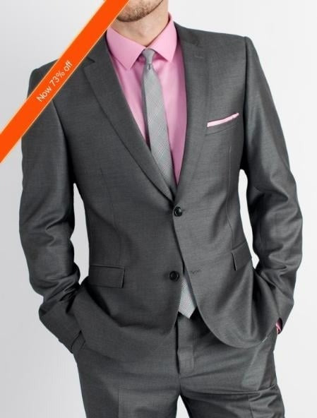 Men's Charcoal Slim Fit Cheap Priced Business Suit Clearance Sale