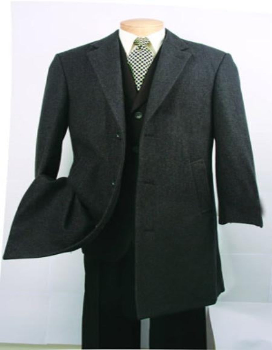 Three Quarters Length Men'S Dress Coat Charcoal Fully Lined Men'S Over