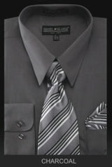 Affordable Clearance Cheap Mens Dress Shirt Sale Online Trendy - PREMIUM TIE - Charcoal Men's Dress Shirt