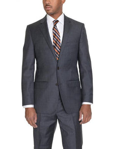 Men'S Solid Charcoal Gray 2 Button Classic Fit - Color: Dark Grey Suit