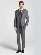 Charcoal Grey ~ Gray Satin Edged Vested Tuxedo Suit Tow Toned - 100% Percent Wool Fabric Suit - Worsted Wool Business Suit