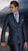 Charcoal Grey With Blue Pattern Vested Suit - Suit By Albertonardoni Plaid-235