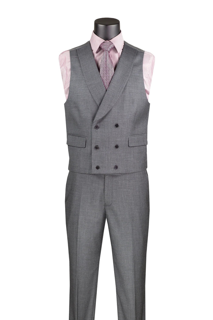 Charcoal Modern Fit 3-Piece Suit with Lapel Vest & Adjustable Pants - Image 2