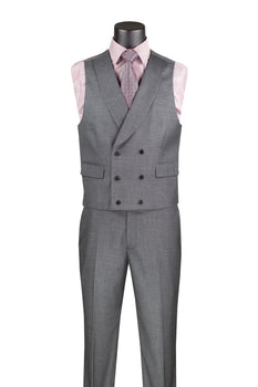 Charcoal Modern Fit 3-Piece Suit with Lapel Vest & Adjustable Pants - Image 2