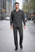 Mens Luxury Charcoal Grey Wool Two-Piece Leisure Walking Suit