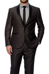 Charcoal 1 Button Slim Fitted Shawl Tuxedo