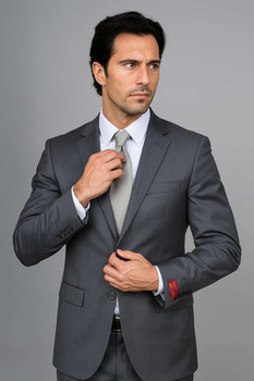 Charcoal Gray Sharkskin 2-Button  Suit