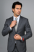 Mantoni Suit - Signature Menswear Wool Fabric SuitsOutlet - Men's Classic Fit Sharkskin Grey Black 2-Button Suit  - High End Suits - High Quality Suits