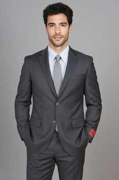 Charcoal Gray Sharkskin 2-Button  Suit